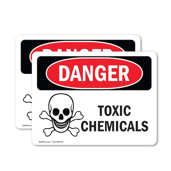 Signmission Toxic Chemicals Danger Sign, Vinyl Decal, 7in W x 5in L, 2PK OS-2PACK-DS-D-57-L-1591 - main